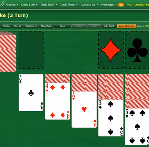 KLONDIKE SOLITAIRE THREE TURN BY GREEN FELT Gameplay Images 3